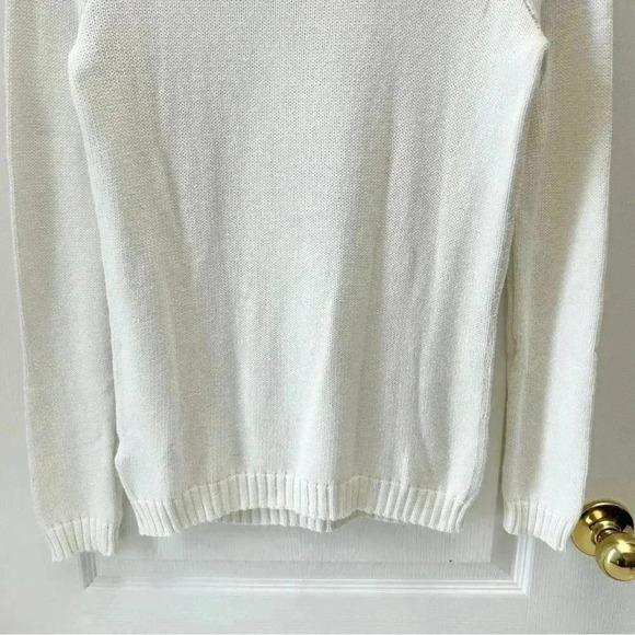 Ricki’s Cable Knit Sweater Boat Neck Cotton Pullover Ivory Size Small - Picture 7 of 14